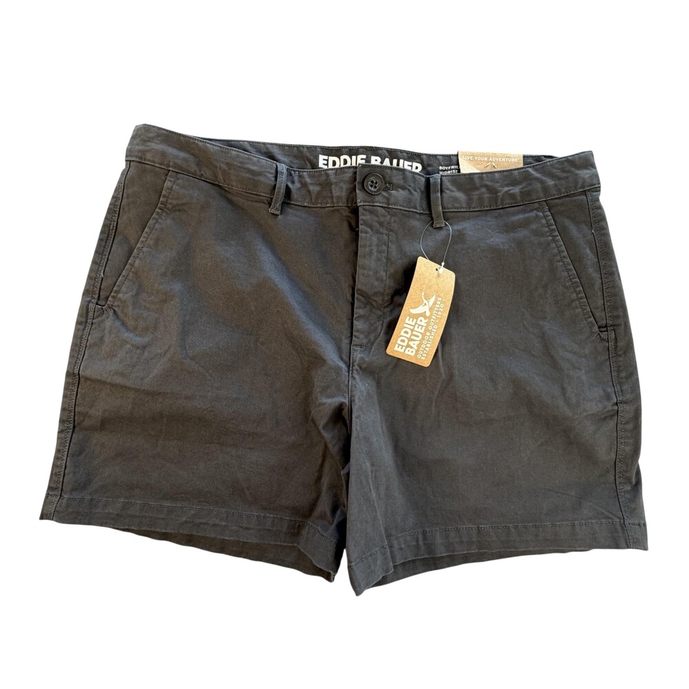 Eddie Bauer Boyfriend Midrise Shorts Womens 14 Gray Stretch Willit 5 In Inseam